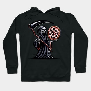 Grim Reaper with Pizza, Funny Pizza lover Hoodie